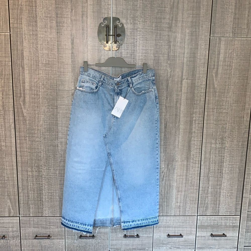 Zara Denim Midi Skirt